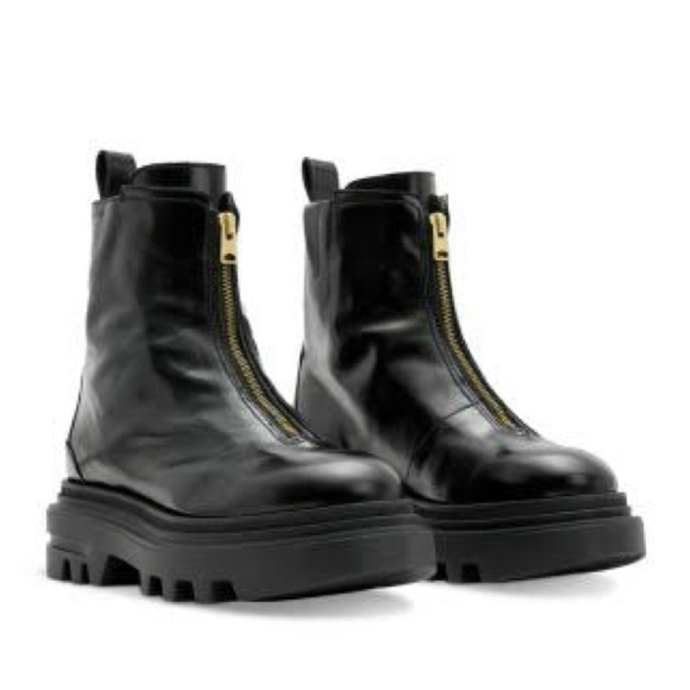 Allsaints Othello black platform zip-front boots
